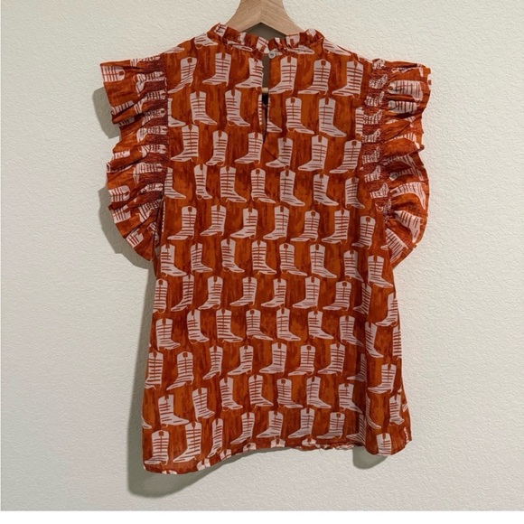 J. Marie Burnt Orange Cowboy Boot Top - Picture 2 of 4